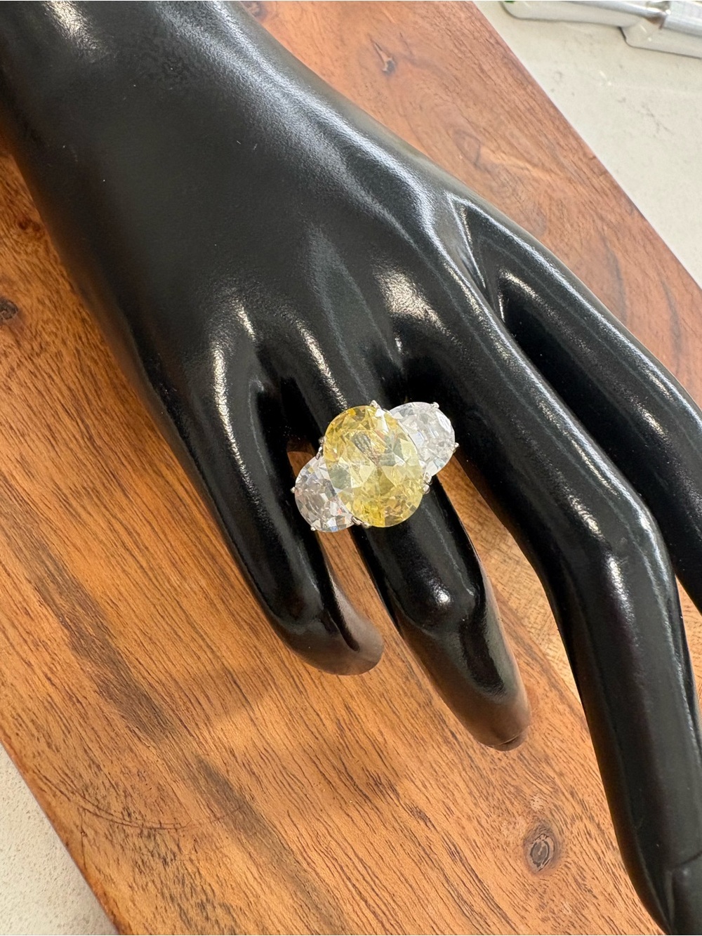 Yellow Three-Stone Sterling Silver Ring - Size 7